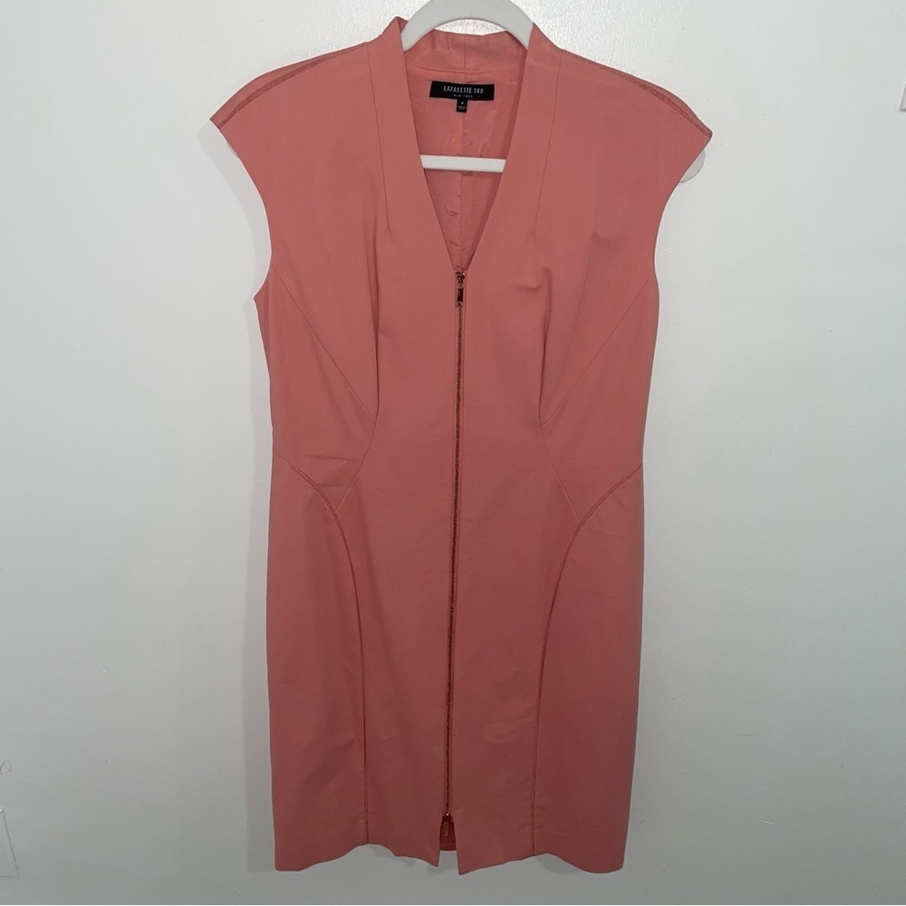 Lafayette 148 New York Christy Zip front sleeveless Business Sheath Dress Size 4